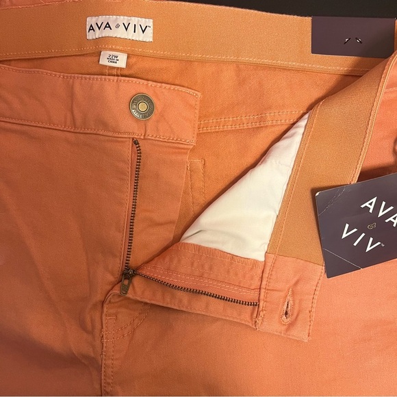Ava & Viv Wide-Leg Crop Chino Pants Coral 22W - Picture 4 of 5